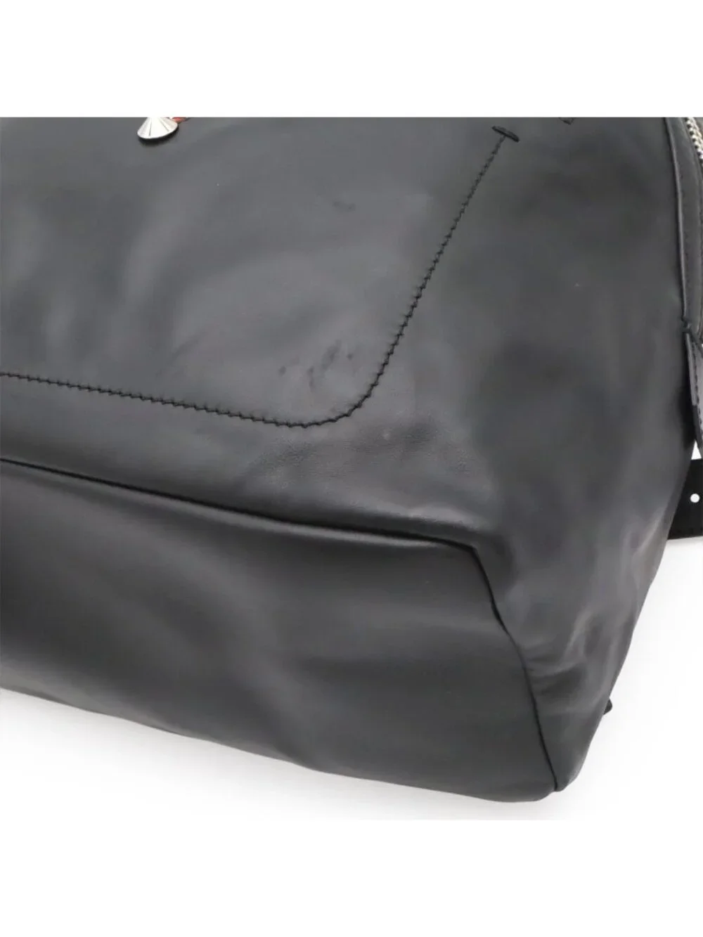 Fendi Backpack Leather Black Silver